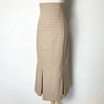 새상품 ViS 비스 글렌체크 패턴 머메이드 스커트 S 롱 기장 가을/겨울