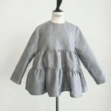 OHGA 오가 자카드 개더 블라우스 / 그레이