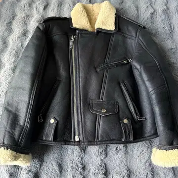 00s 빈티지 무스탕 더블 라이더 자켓 쇼트 기장 양가죽 레더