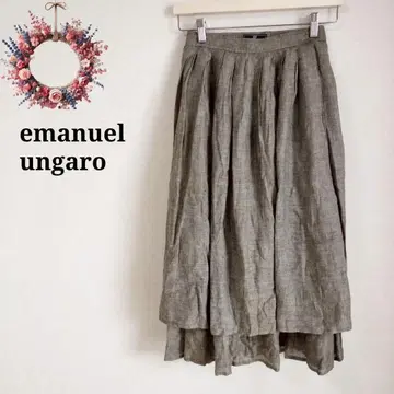 엠마누엘 웅가로 린넨 스커트 드레이프 플레어 시어 얇은 소재 고급 7