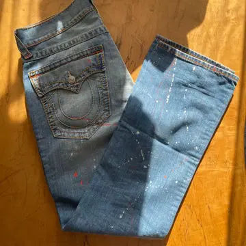 레어 True Religion 페인트 가공 데님 W34 릴리전