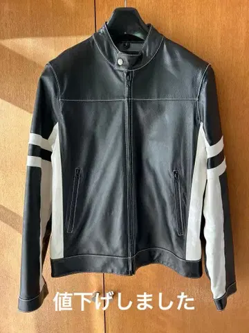 [천연 가죽] LAVENLITO 라이더 자켓 M 블랙 x 화이트