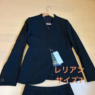 새상품 레리안 셋업 노카라 자켓 & 스커트 실크 혼방