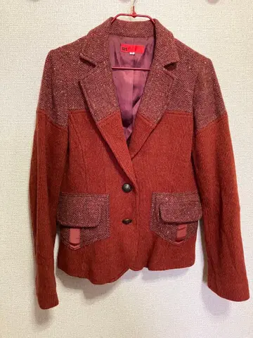 SiS 시스 트위드 테일러드 자켓 니트 블레이저 크림슨 컬러 일본제 3