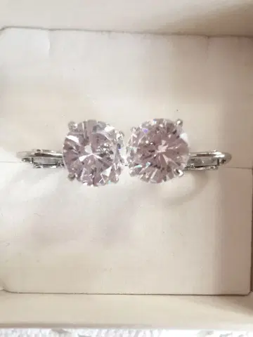 다이아몬드풍 클리어 스톤 귀찌 실버 컬러 대형