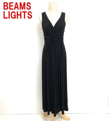 A6766 빔즈 롱 원피스 슬리브리스 스트레치 블랙 38