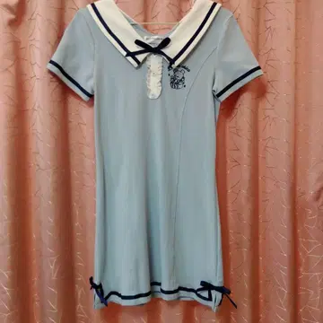 Bobon21 스카이블루 세일러 카라 미니 원피스