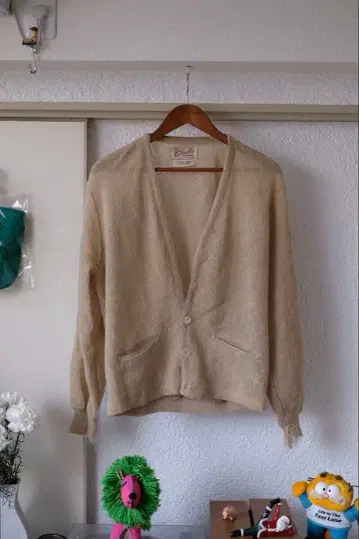 Champion 베이지 모헤어 가디건 빈티지