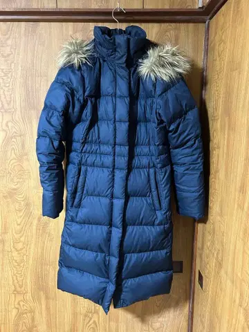 L.L.Bean 다운 코트 후드 퍼 M 다운 테크 발수 다운 네이비