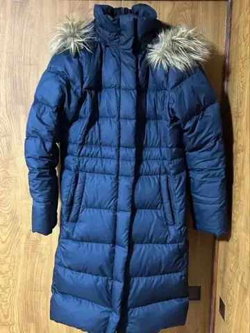 L.L.Bean 다운 코트 후드 퍼 M 다운 테크 발수 다운 네이비