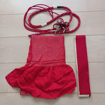 빨간색 허리띠 꽃 장식 포함, 오비 장식 천, 레이어트 카라