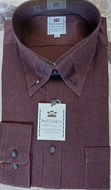 Half Ounce 다크 브라운 스트라이프 와이셔츠 LL