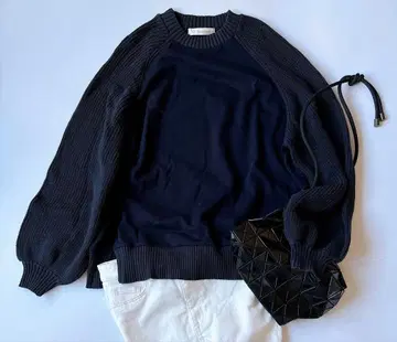 개럴개런트 긴팔 니트 콤비 스웨터 풀오버 네이비 블랙