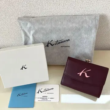 [ 새상품급 ] 키타무라 접이식 지갑 가마구치 와인 레드