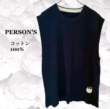 새상품급 [퍼슨즈] 니트 베스트 [F] 네이비 원포인트 코튼 면