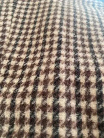 양모 혼방 체크 무늬 롱 코트