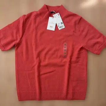 UNIQLO 100% 캐시미어 반팔 스웨터 M 사이즈 오렌지