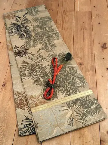 순수 실크 후쿠로 오비 전면 패턴 [보타니컬] & 허리띠