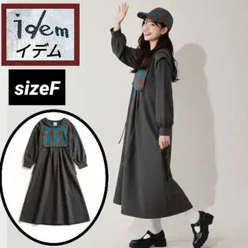 레어 [idem 이뎀] 체크 무늬 악센트 세일러 원피스 F