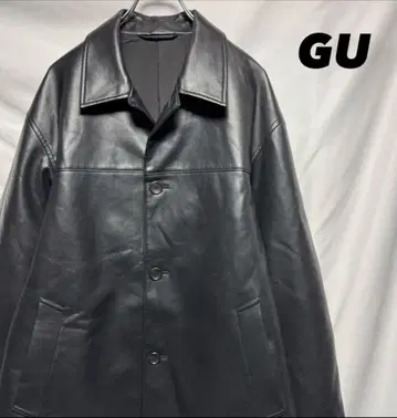 GU 인조 가죽 블루종 NT+E 오버 사이즈 가죽 자켓 M 새상품급