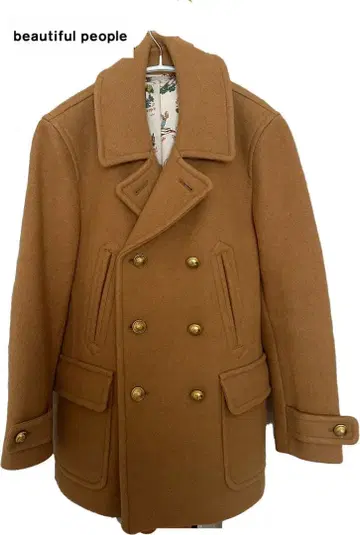 beautiful people 카멜 울 100% P 코트 골드 버튼