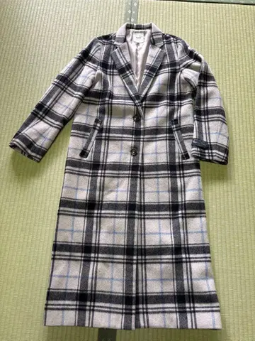 BEAMS HEART 체크 무늬 롱 코트 M