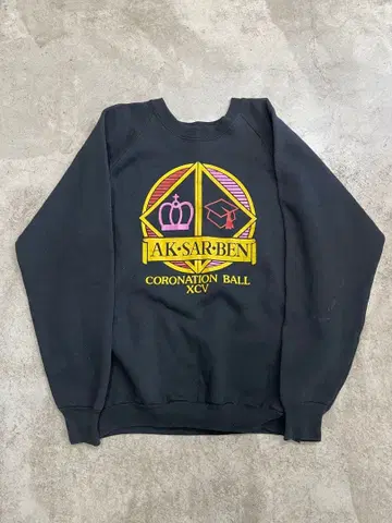 90s USA XL 빈티지 맨투맨 AK-SAR-BEN 블랙