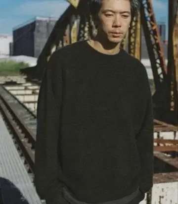 CASHMERE MILLED CREW KNIT LIDNM L 사이즈