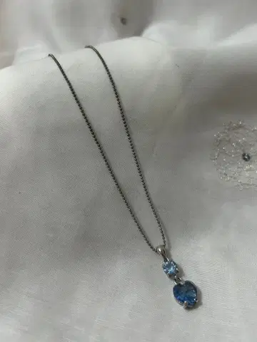 아쿠아 마린 하트 목걸이