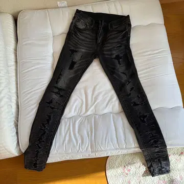 mnml 레어 스키니 데님 블랙 데미지 가공 size 29