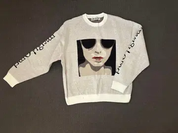 아트 프린트 그레이 스웨터 M