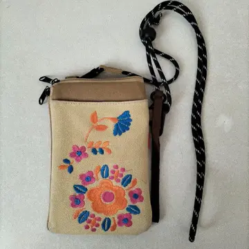 꽃무늬 자수 스마트폰 숄더백