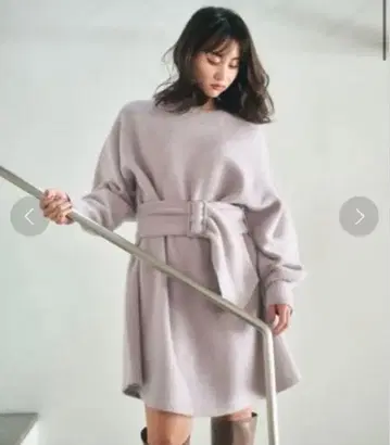 SNIDEL 벨티드 니트 원피스 블랙