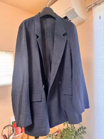 VIS 자켓 린넨 라이크 네이비 라이트 아우터 봄/여름 오피스