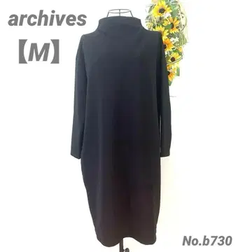 아카이브 archives 롱 기장 상의 M 무릎 기장 원피스 블랙 하이넥