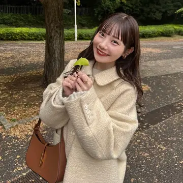 hinari 스탠 칼라 샤기 미들 코트 아이보리 택 포함 미개봉 새상품