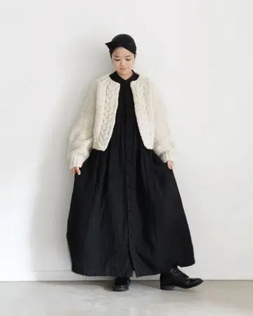 ichi 앤티크 아이보리 페루 니트 가디건 케이블 짜임