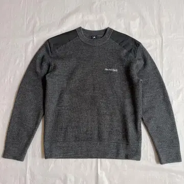몽벨 니트 미텔레기 스웨터 크루넥 엘보 패치 그레이