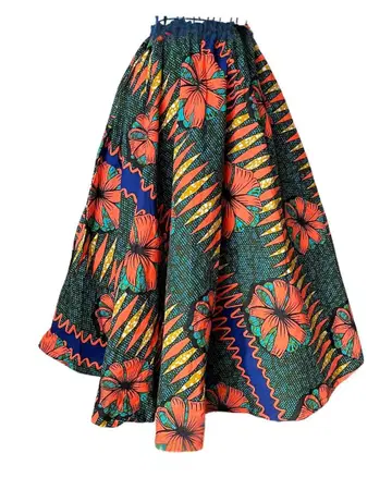 아프리카 천 서큘러 스커트