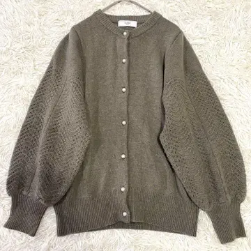 [새상품급] 슬로브 이에나 20AW 울 캐시미어 패턴 니트 가디건 카키