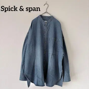 인기 완판 스픽앤스팬 데님 셔츠 오버 사이즈 데미지 가공