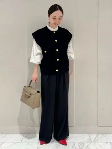 [ MACPHEE ] 트위디 크루넥 베스트 네이비