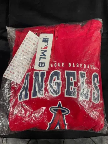새상품 MLB 엔젤스 후드티 LL 빨간색 속기모 ANGELS