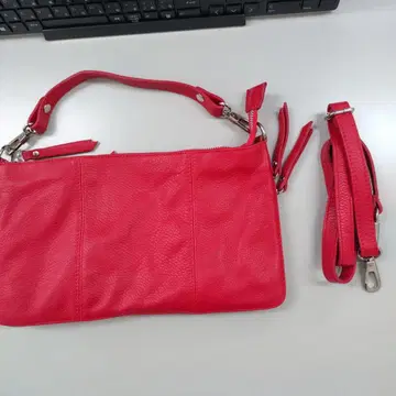 빨간색 가죽 숄더백 탈부착 스트랩 포함