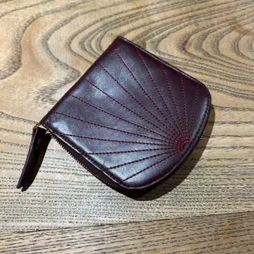 와인 레드 접이식 지갑 가죽
