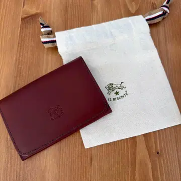 IL BISONTE 와인 레드 명함지갑