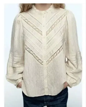 ZARA 레이스 트리밍 로맨틱 셔츠