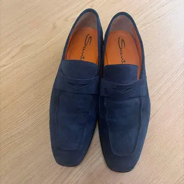 Santoni 네이비 스웨이드 로퍼