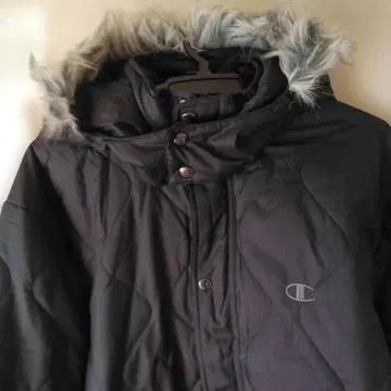 고품질 Champion 블랙 다운 자켓 후드 퍼