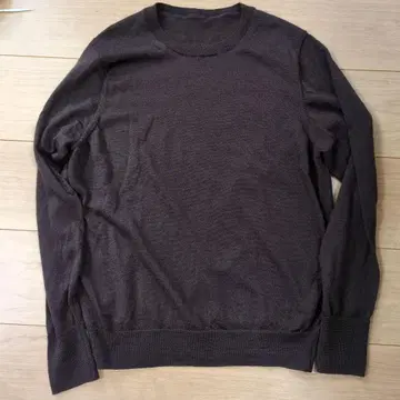 세탁 가능한 울 하이 게이지 크루넥 스웨터 다크 브라운 XL